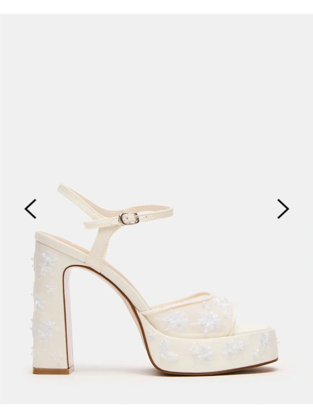 Steve Madden “Liandra” Cream Embroidered Platform Sandals